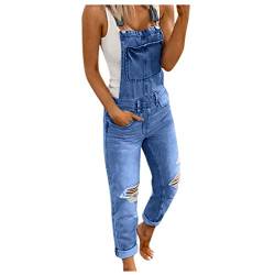 CCOOfhhc Damen Jeanslatzhose Latzhose Jeans Oversize Sommer Jumpsuit Träger Drucken Overalls Frauen Baggy Lose Hose Lange Sommerhose Vintage Loose fit Overall Blumen Denim Playsuit Romper von CCOOfhhc