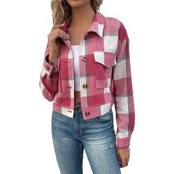 CCOOfhhc Flanellhemd Damen Kariert Oversized Outwear Klassische Herbst Kariertehemd Longshirt Leicht Boyfriend Plaid Blusen Flanell Jacke Freizeit Langarm Lässig Freizeithemd Blusenshirt von CCOOfhhc