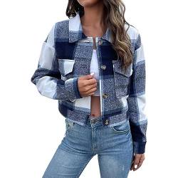 CCOOfhhc Flanellhemd Damen Kariert Oversized Outwear Klassische Herbst Kariertehemd Longshirt Leicht Boyfriend Plaid Blusen Flanell Jacke Freizeit Langarm Lässig Freizeithemd Blusenshirt von CCOOfhhc