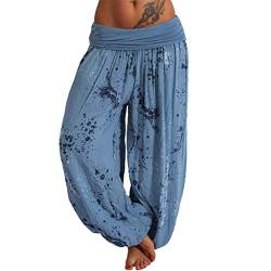 CCOOfhhc Haremshose Damen Sommer XXL Viskose, Workout Fitness Hohe Taille Boho Hippie Hose Hosen Pumphose Locker Weites Bein Weiche Lang Sommerhose Freizeithose Lässige Leicht Freizeit Strandhosen von CCOOfhhc