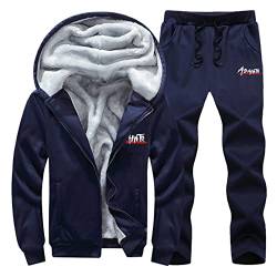 CCOOfhhc Hausanzug Herren Warm Fleece Trainingsanzug Athletic Männer Jogginganzug Gefüttert Freizeitanzug Fitness Freizeit Sportanzug Tracksuit Hosen Sportjacke Hausanzug 2 Teiliges Set Joggingsuit von CCOOfhhc