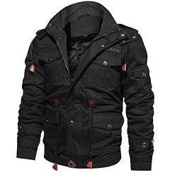 CCOOfhhc Herren Militär Jacke Übergangsjacke Frühling Tactical Mantel Winddicht Cargo Winterparka Outdoor Leichte Feldjacke Stehkragen Bomber Jacke Gefüttert Winter Warm Cargojacke Multi Taschen von CCOOfhhc