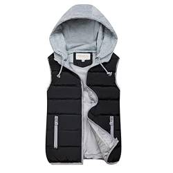 CCOOfhhc Herren Weste Mit Kapuze Elegant Regulär Fit Westen Ärmellose Sportlich Übergangsweste Schwarz Outdoor Steppweste Kapuzedaunenmantel Winter Bodywarmer Herrenweste von CCOOfhhc