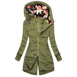 CCOOfhhc Sweatjacke Damen Lang Softshelljacke Wasserdicht Atmungsaktiv Jacke Sweatjacke mit Kapuze Weste Langarm Oversize Outdoor Jacken Herbstmantel Elegant Sweatshirt Mantel von CCOOfhhc