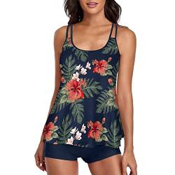 CCOOfhhc Tankini Damen Bauchweg Bademode Set, Freizeit Tankini Badeanzug Push Up Top Oberteil mit Badeshorts Zweiteiler Tankinis Set Polka Dot Sommer Elegant Badeanzüge für Damen von CCOOfhhc