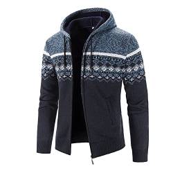 CCOOfhhc Winter Strickjacke Herren Kaputze Cardigan Fleece-gefüttert Feinstrick Sweatjacke Pulli Grobstrick Wintermantel Warm Winterjacke Trachtenjacke Hoodie Kapuzenpullove Pullover von CCOOfhhc