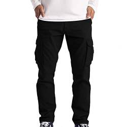 Cargohose Herren Schwarz Pure Vintage Stretch Security Sweatpant Jogginghose Trainingshose Baumwolle Lang Active Winter Sweathose Elegant Casual Chinohose Sporthosen von CCOOfhhc