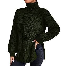 Damen Rollkragenpullover Warm Stretch Rolli Grobstrickpulli Strickpullover Einfarbig Zopfmuster Rollkragenshirt Warmer Slim Fit Pullover Oberteile Rollkragen Grobstrick Strickpullover Damen Langarm von CCOOfhhc