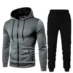 Fleece Hausanzug Herren Winter Trainingsanzug Baumwolle Langarm Jogginganzug Freizeitanzug mit Taschen Zweiteiler Sportanzug Reißverschluss Tracksuit Jogginghose Pullover 2 Teiliges Set Joggingsuit von CCOOfhhc