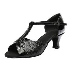 Geschlossene Tanzschuhe Damen, Moderne Riemchenpumps Walzer Hochzeit Sandale Tanzübung Tango Cha-Cha Party Tanzübung Salsa Schuhe Elegant Ballsaal Ballroom Soziale Latein Tanzschuhe von CCOOfhhc