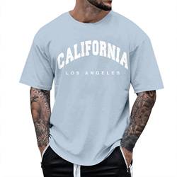 Herren Oversized Tshirt Rundhals Kurzarm Lose Sommer Oberteile Mode T-Shirt mit Los Angeles Grafik Kreativen Buchstaben Vintage Drucken Streetwear Sport Casual Lang Tee Tops von CCOOfhhc