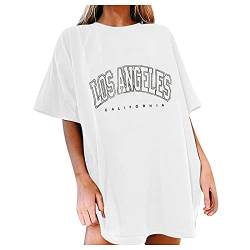 Hip Hop Tshirt Damen Oversize: T-Shirt Oversized Mode Rundhals Kurzarm Sommer Oberteile Vintage Drucken Bluse Streetwear Sport Sweatshirt Pullover Teenager Mädchen Tunika Lang Tops von CCOOfhhc