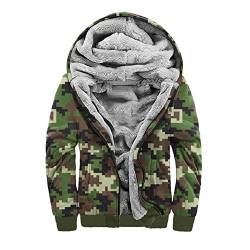 Jacke Herren Winterjacke mit Tasche und Kapuze Sportjacken Große Größen Kapuzenjacke Winter Sweatjacke Baumwolle Gefüttert Warm Camouflage Sportiv Outdoor Übergangsjacke Atmungsaktiv Fleecejacke von CCOOfhhc