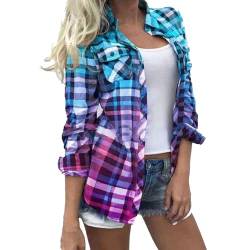 Karierte Hemd Damen Oktoberfest Holzfällerhemd Cordhemd Karierter Langarmhemden Herbst Frühling Hemdjacke Damen Kariert Casual Langarm Freizeitjacke Revers Lässiges Flanell-Shirt Kariert von CCOOfhhc