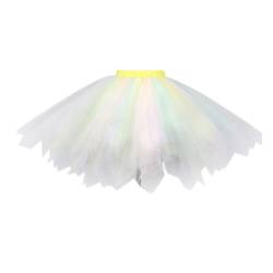 Karneval Tüllrock Damen Kurz Rock Hohe Taille Tutu Petticoat 50er Puffy Tütü Minirock Reifrock Unterrock Tüll Underskirt Vintage Ballet Schwarz Faltenrock Sommerrock von CCOOfhhc