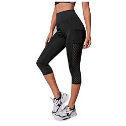 Leggings Damen 3/4 High Waist Bauchweg Gym Caprihose Hoher Bund Blickdicht Sportleggins Sporthose Slim Fit Stretch Leggings Workout Pilates Dünne Tights Yogahose von CCOOfhhc