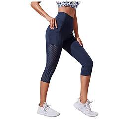 Leggings Damen 3/4 High Waist Bauchweg Gym Caprihose Hoher Bund Blickdicht Sportleggins Sporthose Slim Fit Stretch Leggings Workout Pilates Dünne Tights Yogahose von CCOOfhhc