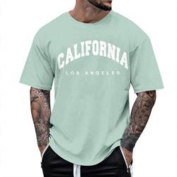 Oversized Tshirt Herren Kurzarm Rundhals Lose Sommer Oberteile Mode T-Shirt mit Los Angeles Grafik Kreativen Buchstaben Vintage Drucken Streetwear Sport Casual Lang Tops von CCOOfhhc
