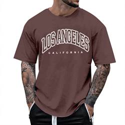 Oversized Tshirt Herren Kurzarm Rundhals Lose Sommer Oberteile Mode T-Shirt mit Los Angeles Grafik Kreativen Buchstaben Vintage Drucken Streetwear Sport Casual Lang Tops von CCOOfhhc