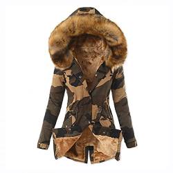 Winterparka Damen Warm Gefüttert Parka Übergangsjacke Übergangsparka Funktionsjacke Wasserdicht Atmungsaktiv Leichtsteppjacke Für Camouflage Fleecejacke Mit Kapuze Kapuzenjacke Winterjacke Lang von CCOOfhhc