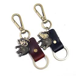 2 Schlüsselanhänger Set Legierung Schwarz Braun Elefant Kreative Einfache Auto Schlüsselanhänger Anhänger Rucksack Zubehör Exquisite Mode Schlüsselbund Organizer Damen Schlüsselring von CCSYM