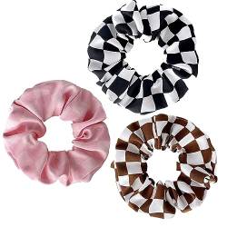 3 Stück Haargummis Satin Scrunchie Seide Scrunchies Set Elastische Haargummis Mädchen Zopfgummis Haarclips Hair Bun Groß Women-C+D+E-1 Count (Pack of 3) von CCYXFB