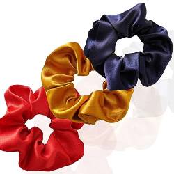 3 Stück Scrunchies Seide dicke Haargummi Seide Hair Bun Elastische Haargummi Weiche Schlaf-Haargummis Satin Scrunchie Zopfgummis Haarbänder Mädchen Satin Haargummi-Tricolor D-3 count von CCYXFB