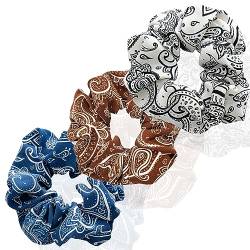 3 Stück Scrunchies Seide dicke Haargummi Seide Hair Bun Elastische Haargummi Weiche Schlaf-Haargummis Satin Scrunchie Zopfgummis Haarbänder Mädchen Satin Haargummi-Trikolore C-10 5CM von CCYXFB