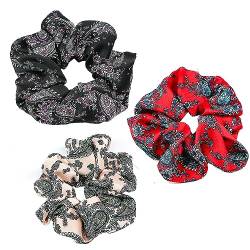 3 Stück Scrunchies Seide dicke Haargummi Seide Hair Bun Elastische Haargummi Weiche Schlaf-Haargummis Satin Scrunchie Zopfgummis Haarbänder Mädchen Satin Haargummi-Trikolore C-3 Count (Pack of 3) von CCYXFB