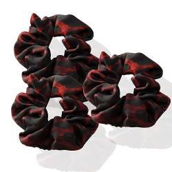 3 Stück Scrunchies Seide dicke Haargummi Seide Hair Bun Elastische Haargummi Weiche Schlaf-Haargummis Satin Scrunchie Zopfgummis Haarbänder Mädchen Satin Haargummi-Weinrot-10 5CM von CCYXFB