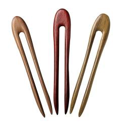 3Stück Haarnadeln U Förmig Chinesischer Retro Haarnadel Handgeschnitzte Hair Stick Aus Holz Hanfu Haarpin Chinesischen Retro Holz Haar Stick Haarstab -15cm-1 Count (Pack of 3) von CCYXFB