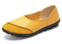 CCZZ Damen Mokassins Bootsschuhe Leder Loafers Freizeit Flache Schuhe rutschfest Fahren Halbschuhe Slippers von CCZZ