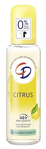CD BIO Deo Zerstäuber 'Citrus', 75 ml, Pumpzerstäuber ohne Aluminiumsalze, langanhaltender Schutz für 48 h, veganes Hautpflegeprodukt, für empfindliche Haut geeignet von CD