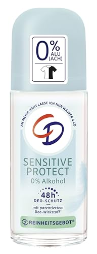 CD Deo Roll-On 'Sensitive Protect', 50 ml, sanftes Deodorant ohne Aluminiumsalze & ohne Alkohol, für empfindliche Haut geeignet, lang anhaltender Schutz für 48 h, vegan von CD