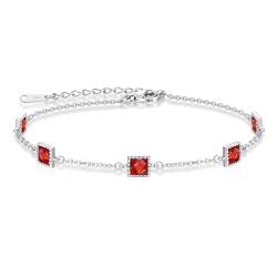 CDE Armband Damen Silber 925 Sterling Geburtsstein Armbänder mit Zirkonia Verstellbares Armkette Damen Schmuck Muttertag Valentinstag Geburtstag Weihnachten Geschenke für Frauen Freundin Mama von CDE