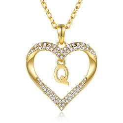 CDE Kette Damen 18K 925 Sterling Silber Halskette Geschenk für Sie Initiale Herz Anhänger Buchstabenkette für Damen A-Z Kette Valentinstag Weihnachten Schmuck Frauen Freundin Teenager von CDE