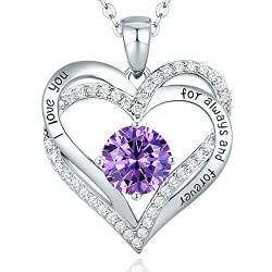 CDE Kette Damen 925 Sterling Silber Rosegold Geschenk für Sie Valentinstag Forever Love Herz Geburtsstein Anhänger Halskette für Frauen Schmuck Geburtstags Freundin Weihnachten Muttertags von CDE