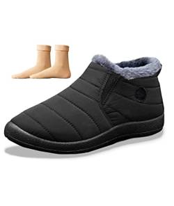 CDFUMY Winter Snow Boot For Men Women With 1 Pair Snow Socks, Waterproof Slip On Outdoor Warm Boots (Black, adult, women, numeric_40, numeric, eu_footwear_size_system, medium) von CDFUMY