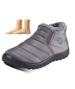 CDFUMY Winter Snow Boot For Men Women With 1 Pair Snow Socks, Waterproof Slip On Outdoor Warm Boots (Grey, adult, women, numeric_42, numeric, eu_footwear_size_system, medium) von CDFUMY