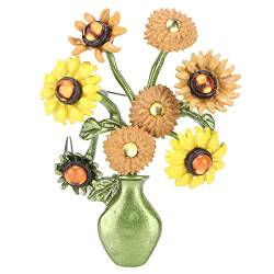 Sonnenblumen-Brosche, Anstecknadel, Pflanzenvase, Elegante Anstecknadel mit Pflanzenvasen-Design, Einfache Blumenbrosche, Accessoire für Frauen von CDQL