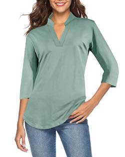 CEASIKERY Damen-Tops mit 3/4 Ärmel und V-Ausschnitt, lässige Tunika, lockere Bluse/Shirt von CEASIKERY