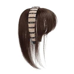 Synthetische Haarfransen mit Haarband, breites Stirnband mit Strasssteinen und Pony-Perücke, stilvolles Haar-Pony-Stirnband vorne für Frauen (Light Brown,25cm) von CEAeis
