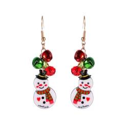 Weihnachts-Ohrringe,Weihnachts-Schneemann-Glocken-Piercing-Ohrringe Mit Weihnachtsmotiv,Damen- Und Mädchen-Weihnachtsschmuck-Party,Wie Abgebildet,Länge: 6,3 Cm von CECE&COLE