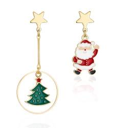 Weihnachtsohrringe Für Frauen,Asymmetrische Weihnachtsmann-Weihnachtsbaum-Tropfenohrringe,Für Weihnachtsfeiertage,Party-Schmuck,Weihnachtsgeschenke,Wie Abgebildet,Lang: 6 Cm von CECE&COLE