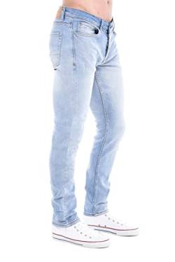 CEDY DENIM - Herren Jeans Slim Fit Stretch, Jeanshose Herren, Mid Rise Tapered Hosen Männer CD300 (33W/30L, Eisblau) von CEDY DENIM