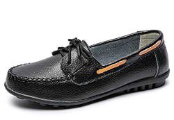 CELANDA Damen Mokassins Leder Loafers Freizeit Bootsschuhe Slipper Casual Leder Halbschuhe Schlupfschuhe fürs Flache Fahren Schuhe Erbsenschuhe von CELANDA