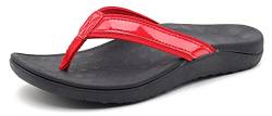 CELANDA Flip Flops Damen Herren Zehentrenner Orthopädische Badelatschen Frauen Freizeit Stylische Hausschuhe Pantoletten Rutschfest Badesandalen, Schwarz Rot Größe:39 EU von CELANDA