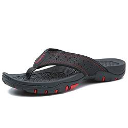 CELANDA Flip Flops Herren Surfen Zehentrenner Erwachsene Bequeme Leichte Sandalen Beach Pool Pantoffeln Weiche Rutschfest Badelatschen Schwarz-A 43EU von CELANDA