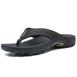 CELANDA Flip Flops Herren Surfen Zehentrenner Erwachsene Bequeme Leichte Sports Sandalen Beach Pool Pantoffeln Weiche Rutschfest Badelatschen Schwarz-B 43EU von CELANDA