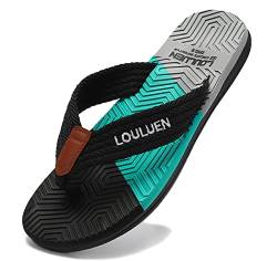 CELANDA Flip-On Zehentrenner Herren Flip Flops Badelatschen Strandschuhe Duschlatschen Freizeit Zehenstegpantolette Beach Sandalen,A Schwarz Gr.47 von CELANDA